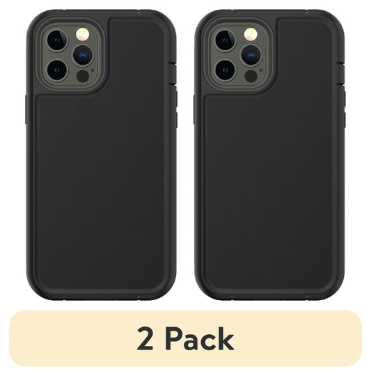 (2 pack) onn. Rugged Phone Case with Holster for iPhone 12 Pro Max - Black